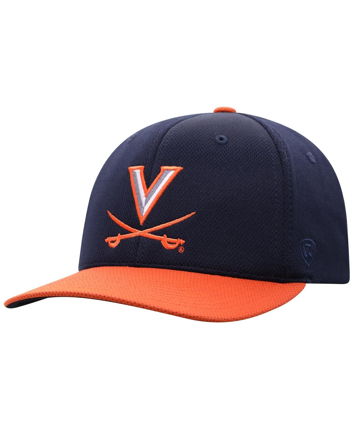 Top Of The World Men's True Navy/orange Virginia Cavaliers Reflex Two-tone Flex Hat