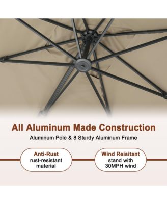 156"W x 120"D Rectangular Cantilever Umbrella with Detachable -level Brightness LED Light, w/ Weight Base Included