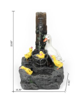 Resin Duck Family Bath Patio Fountain