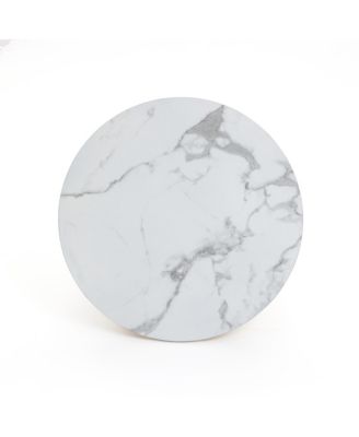 Chairside Table – 1 Pc, Manufactured Wood & Faux Marble, 17.7-Inch Round, 2-Tier Accent Table for Living Room or Bedroom