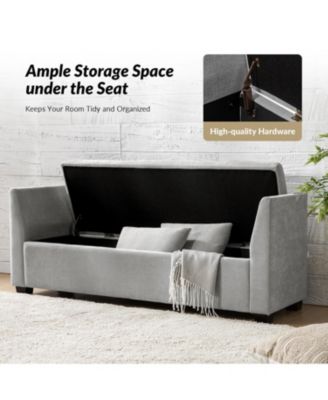 Bruno Modern Storage Bench with Rubber Wood Legs