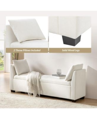 Bruno Modern Storage Bench with Rubber Wood Legs