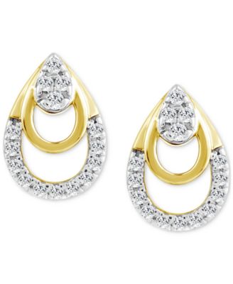 Diamond Triple Pear Openwork Earrings (1/8 ct. t.w.) in 14k Gold