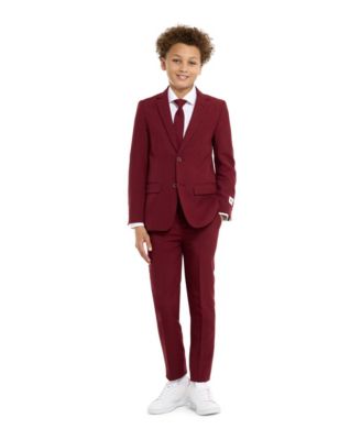 Big Boys Blazing Solid Color Suit, 3-Piece Set Including Blazer, Pants and Clip-On-Tie
