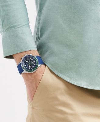 Men's Chronograph Blue Silicone Watch, 44mm