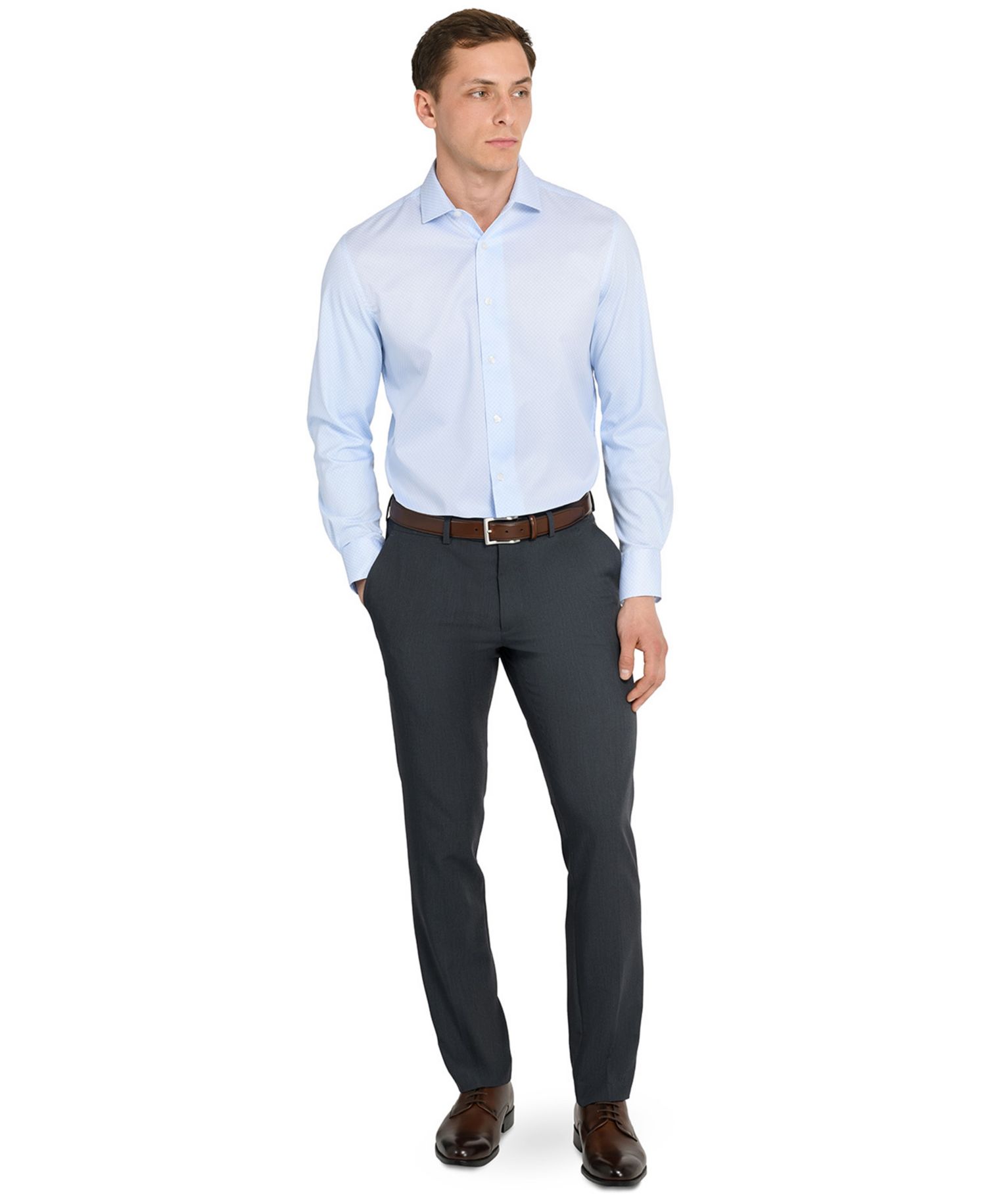 Men's Geometric Hybrid Slim Fit Easy Care Long Sleeve Shirt