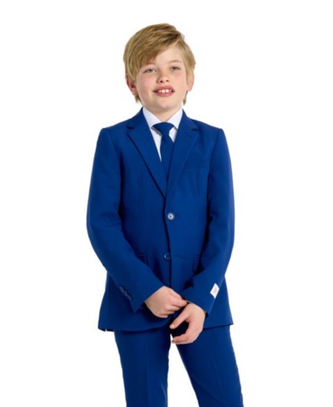 Детский пиджак OppoSuits Teen Boys Navy Royale Slim Fit Solid Suit Including Blazer, Pants and Clip-On-Tie, цвет: Синий