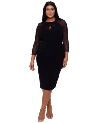 Betsy & Adam Plus Size Embellished-Sleeve Bodycon Dress