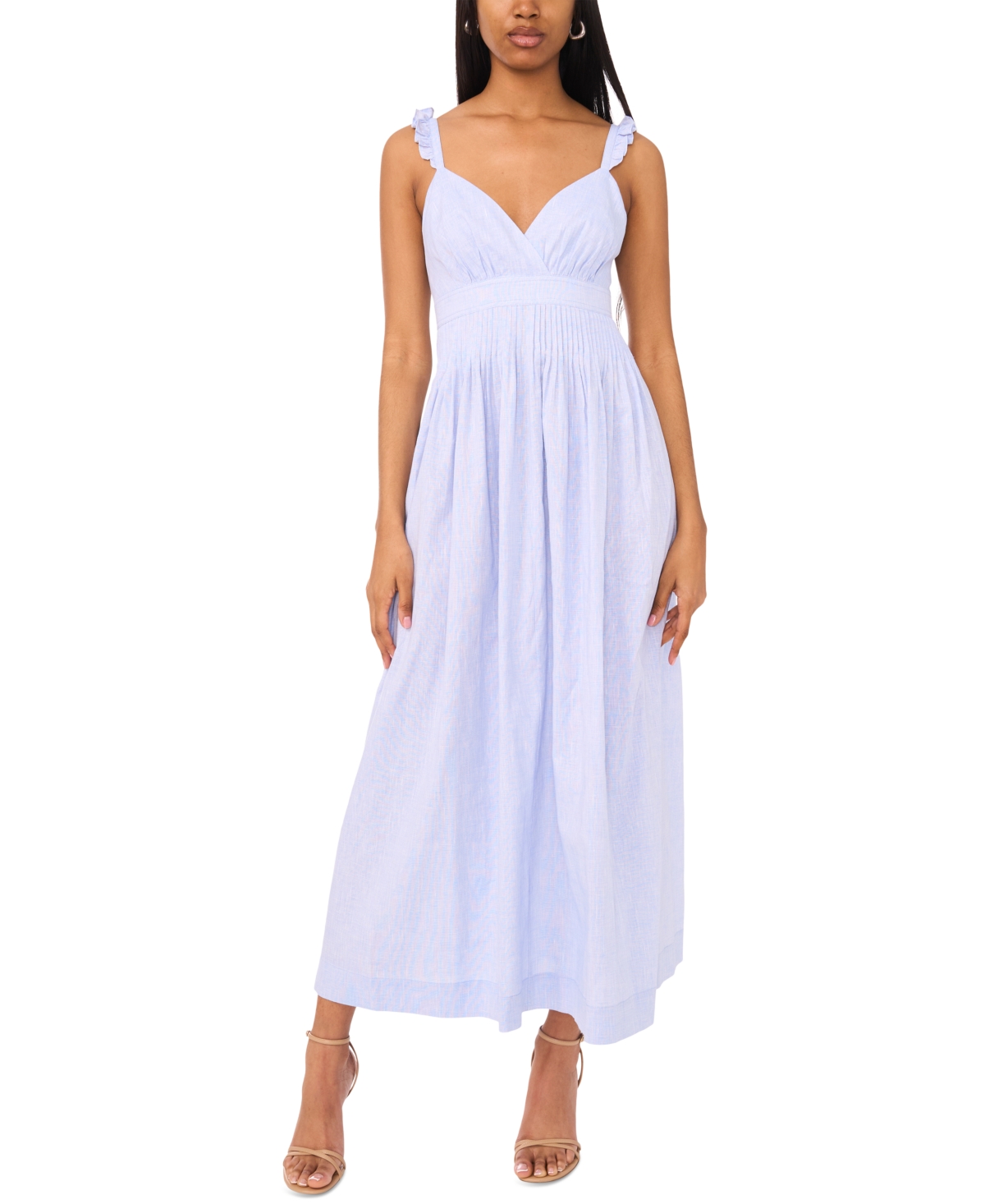 Women's The Olive Ruffled-Strap Pleated-Waist Dress - Blue