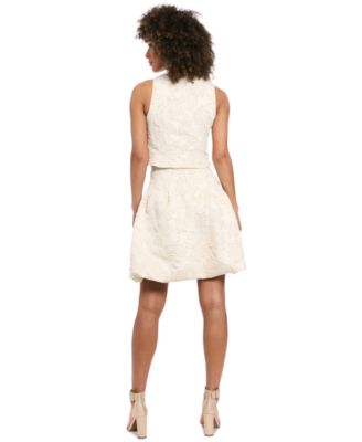 Women's Textured-Rose Pleated Bubble-Hem Skirt