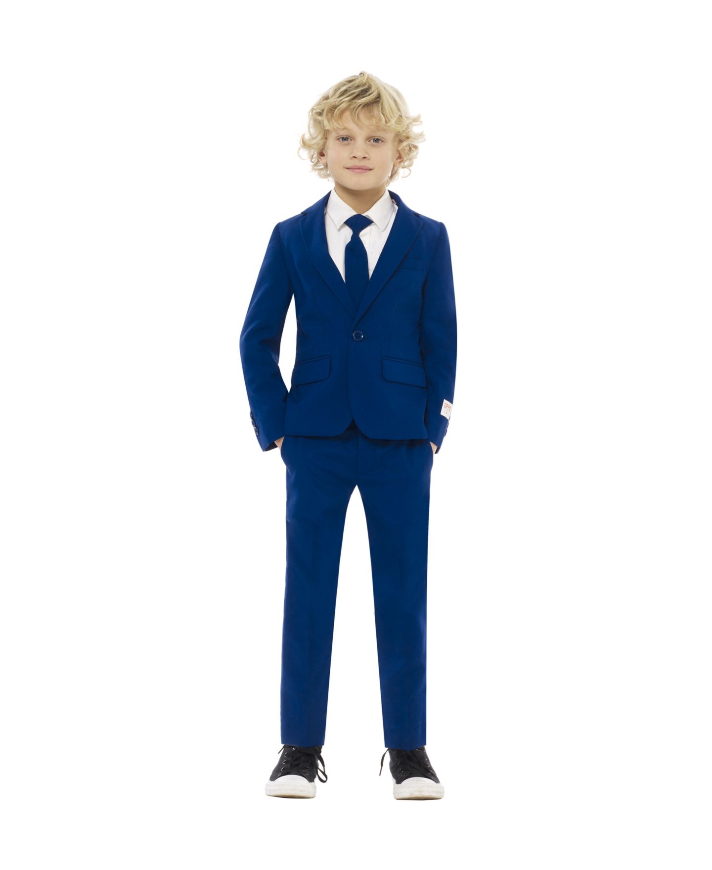 Пиджак OppoSuits Navy Royale Solid Slim Fit Suit Including Blazer, Pants and Clip-On-Tie для мальчиков, цвет: Синий — фото 1