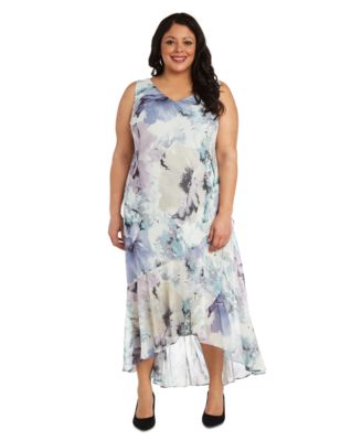 R & M Richards Plus Size Printed Sleeveless Midi Dress & Cropped Jacket