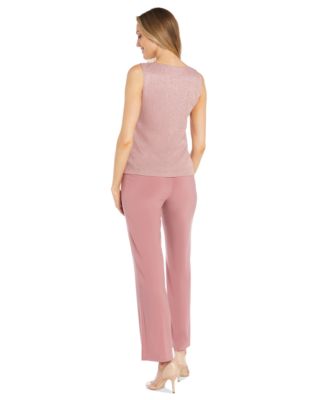 3-Pc. Metallic Jacket, Necklace Top & Pants Set