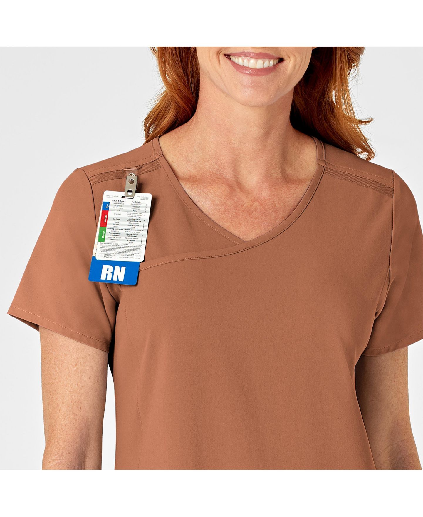 Женский топ Wink Renew Mock Wrap Scrub, цвет: Глиняный — фото 6