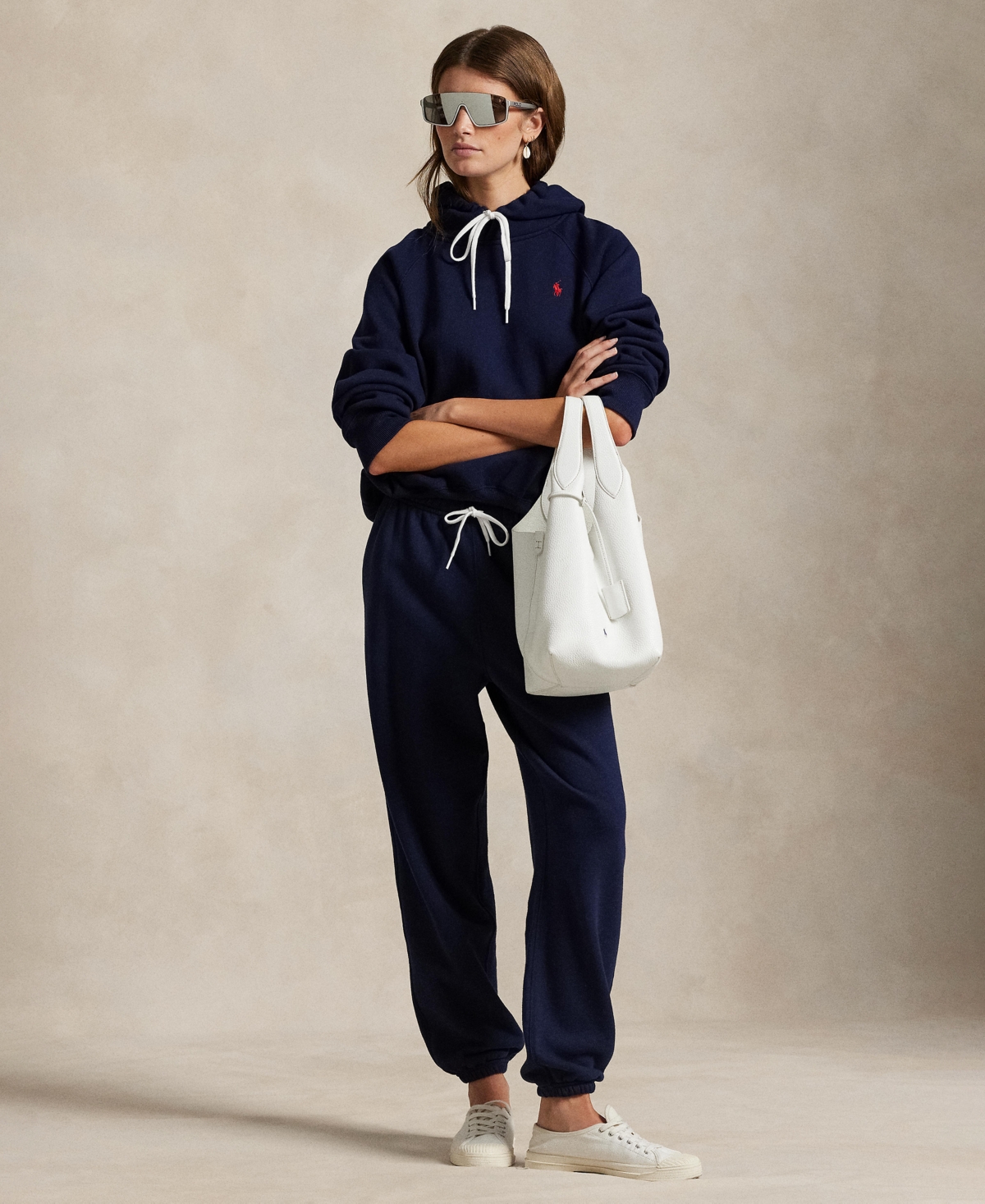 Polo Ralph Lauren Shrunken Fit Fleece Hoodie In Blue