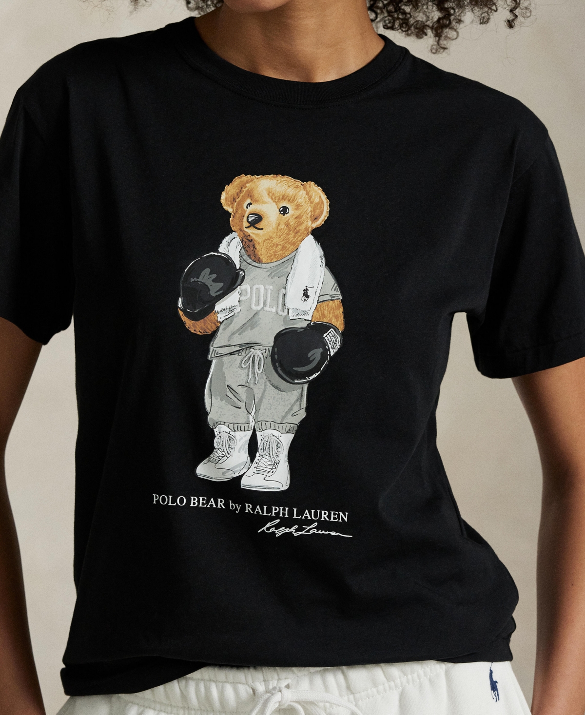Polo Ralph Lauren Womens Polo Black Bear-print Short-sleeves Cotton-jersey T-shirt