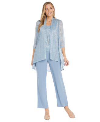 R & M Richards - Women's Metallic Jacket, Necklace Top & Pants Set