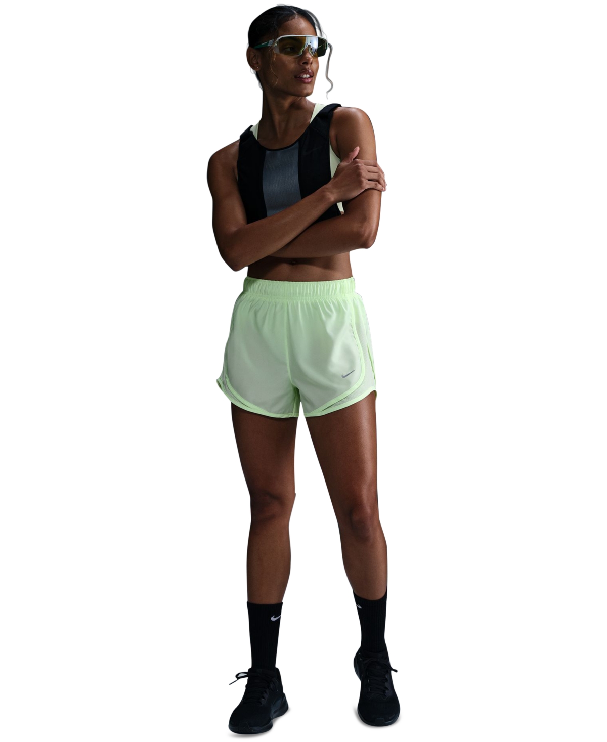 Nike Women's Tempo Dri-fit Mid-rise Brief-lined Running Shorts In Green