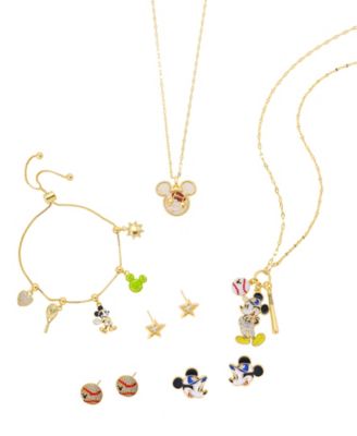Mickey Mouse Crystal Baseball Charm Necklace