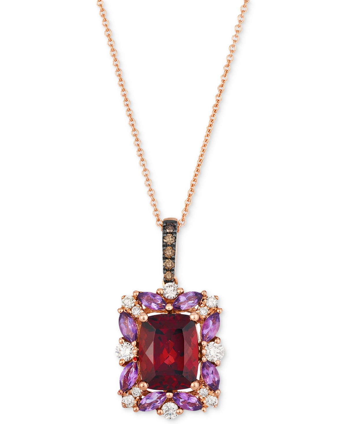 Le Vian Pomegranate Garnet (2-3/8 Ct. T.w.), Grape Amethyst (3/8 Ct. T.w.) & Diamond (1/4 Ct. T.w.) Halo Adj