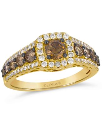 Le Vian - Chocolate Diamond & Nude Diamond Halo Ring (1-1/4 ct. t.w.) in 14k Gold