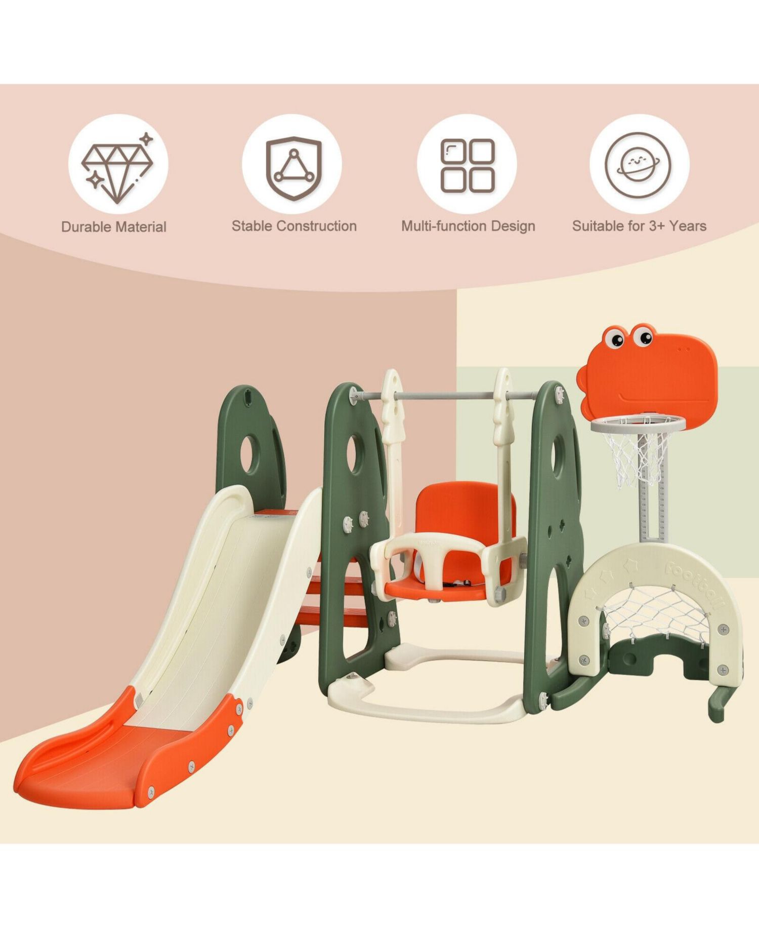 Toddler 6-in-1 Slide and Swing Set