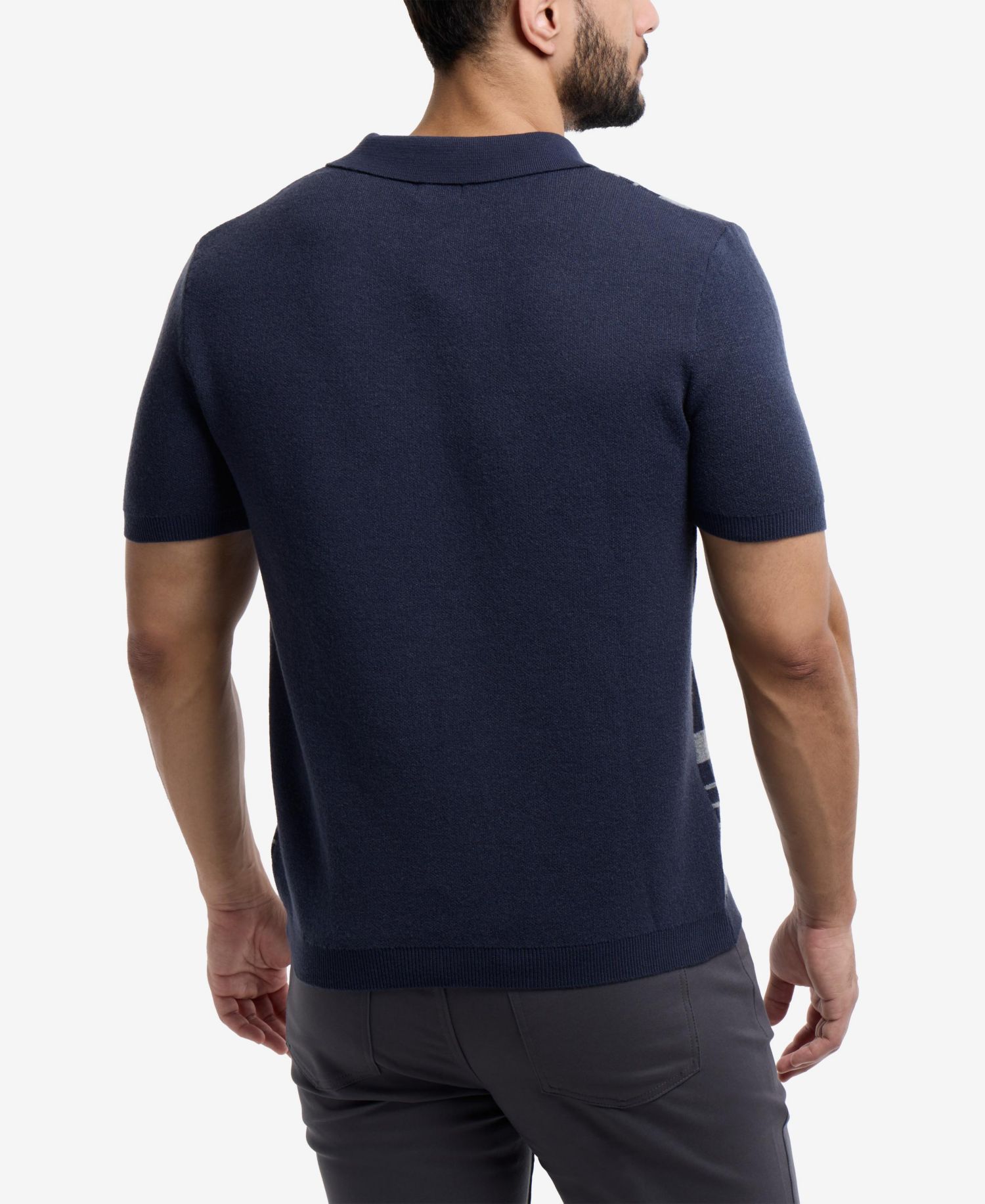 Men's Stripe Short Sleeve Sweater Polo Shirt