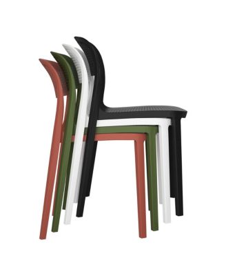 Modern Stackable Plastic Resin Patio Dining Side Chair (Set of 2)