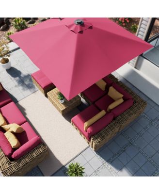 10ft Suqare 360 Degree Rotation Cantilever Umbrella w/ Weight Base Included