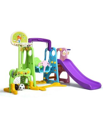 6-in-1 Climber Swing Basketball Hoop Football Gate