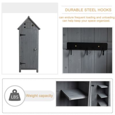 30.3inch L x 21.3inch W x 70.5inch H Outdoor Storage Cabinet Tool Shed Wooden Garden Shed Gray