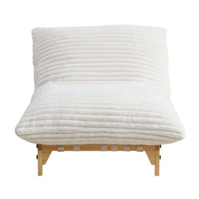 Accent Armless Lazy Sofa Single Seat Corduroy Fabric Off White 36.2inch x 43.3inch x 27.6inch