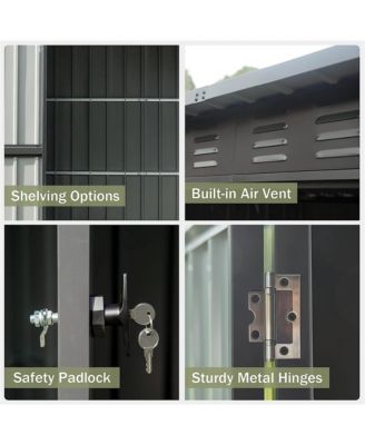 Outdoor Garden Shed Metal Utility Tool Storage Room with Latches and Lockable Door for Balcony