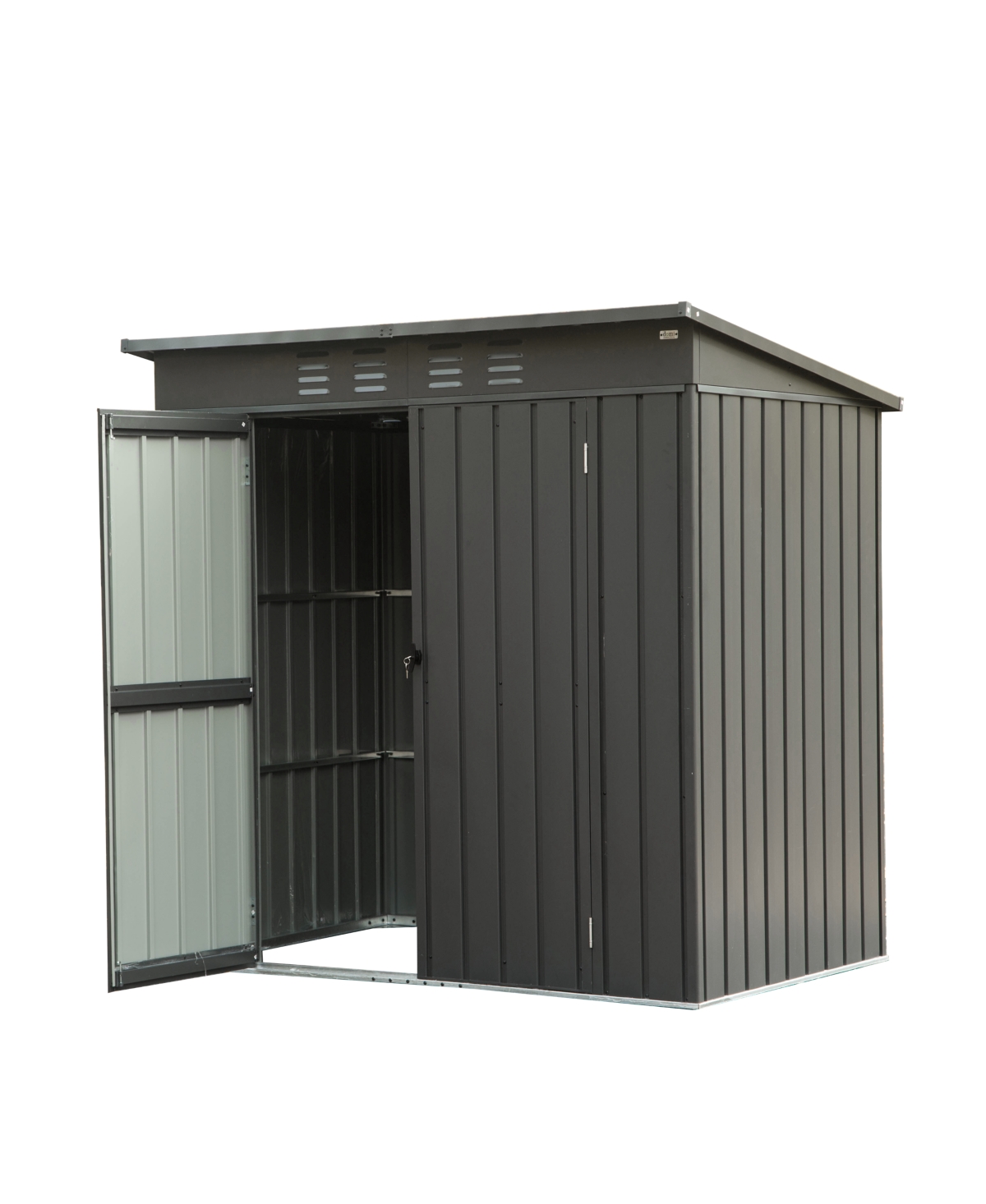 Outdoor Garden Shed Metal Utility Tool Storage Room with Latches and Lockable Door for Balcony