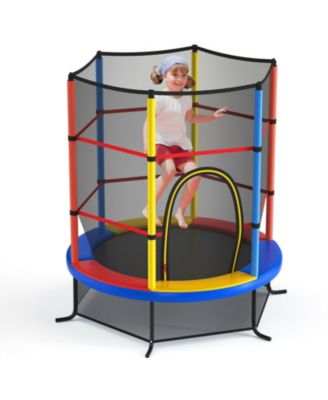 55 Inch Kids Recreational Trampoline Bouncing Jumping Mat with Enclosure Net