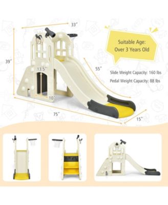 6-in-1 Toddler Climber Slide Playset with Basketball Hoop