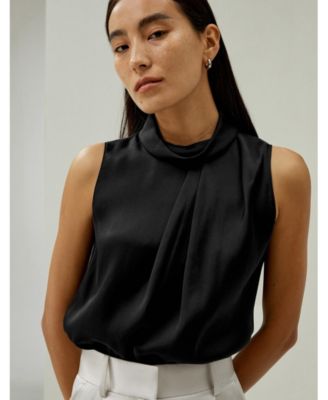 Women's Asymmetrical Sleeveless Cowl Neck Top