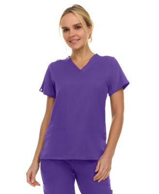 Women's Eleanor 3-Pocket Stretch V-Neck Scrub Top Shocking Pink Medium