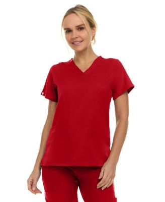 Women's Eleanor 3-Pocket Stretch V-Neck Scrub Top Shocking Pink Medium
