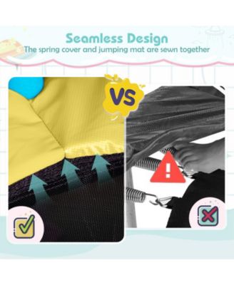 64 Inch Kids Trampoline with Detachable Canopy and Safety Enclosure Net