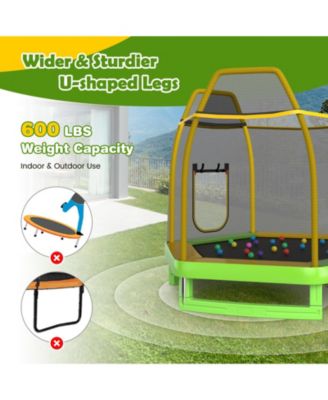 7 Feet Trampoline with Ladder and Slide for Indoor and Outdoor