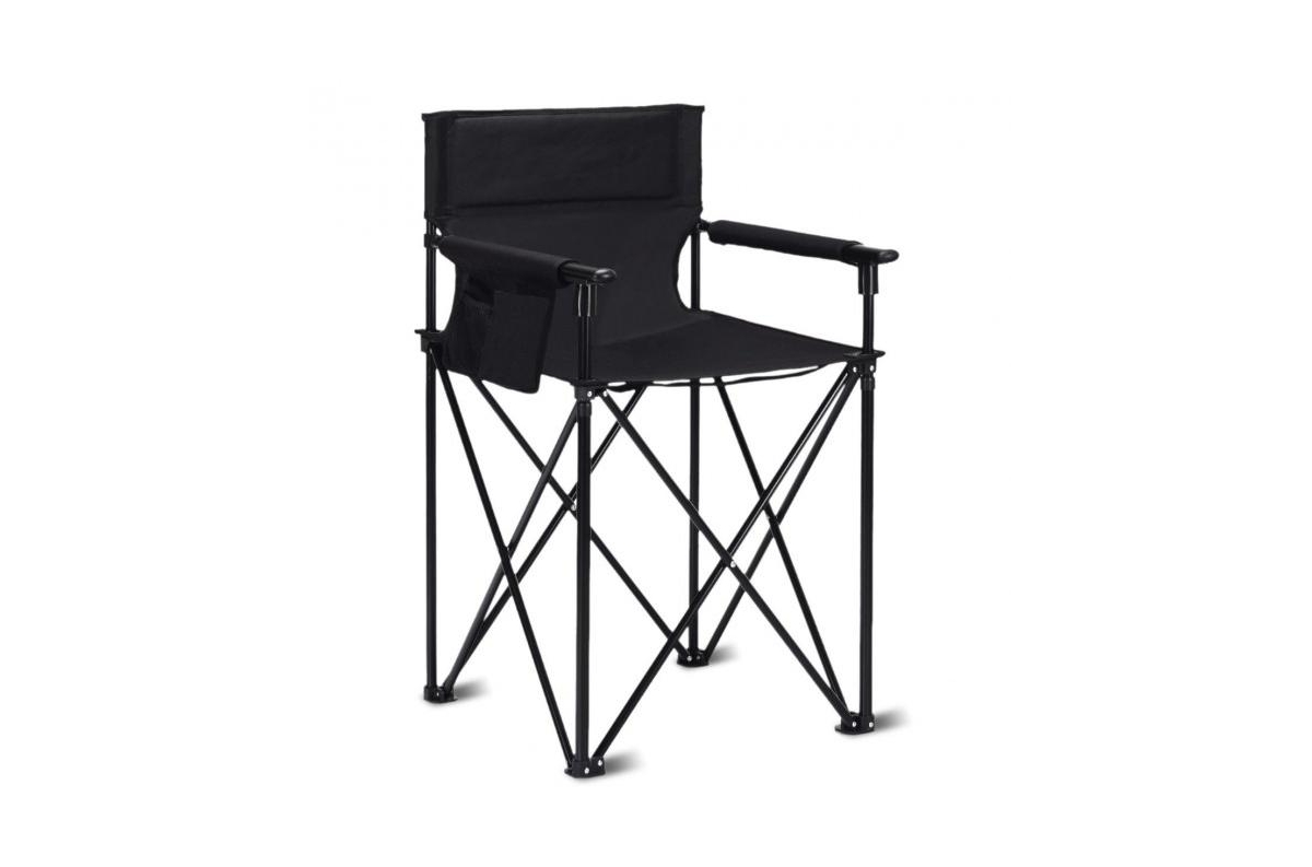 Portable 38 Inch Oversized High Camping Fishing Folding Chair - Black