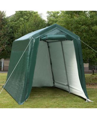 Outdoor Carport Shed with Sidewalls and Waterproof Ripstop Cover