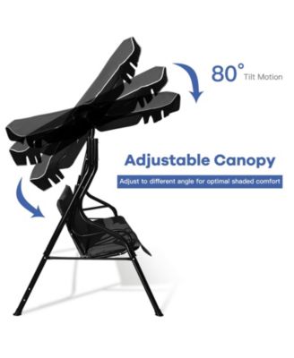 3 Seat Outdoor Patio Canopy Swing with Cushioned Steel Frame