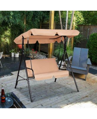 2 Person Weather Resistant Canopy Swing for Porch Garden Backyard Lawn
