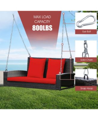 2-Person Patio Rattan Porch Swing with Cushions