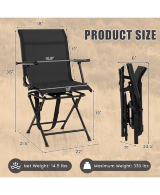 Foldable Swivel Patio Chair with Armrest and Mesh Back