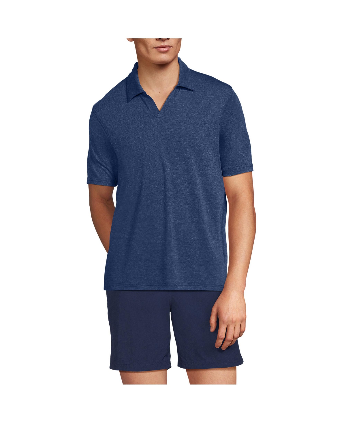 Men's Upf 50 Short Sleeve Johnny Collar Polo Rash Guard Shirt - Frosted green heather