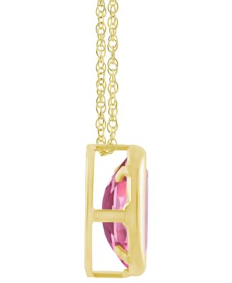 Pink Topaz Oval Solitaire 18" Pendant Necklace in 10k Gold (Also in Additional Gemstones)