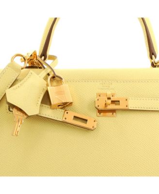 Pre-Owned Hermes Kelly 25 Handbag Yellow Epsom with Gold Hardware